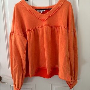 Orange V-Neck Women's Peplum Top